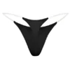 Tanga de punto sin costuras con tirantes transparentes en negro