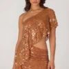 Falda micro con adornos Cassiana en color bronce
