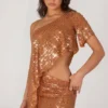 Falda micro con adornos Cassiana en color bronce