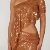 Falda micro con adornos Cassiana en color bronce