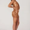 Falda micro con adornos Cassiana en color bronce