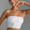 Top bandeau con tirantes cruzados en la espalda y adornos Nanaka en blanco