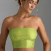 Top bandeau con tirantes decorados en la espalda Nanaka en verde pera