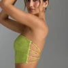 Top bandeau con tirantes decorados en la espalda Nanaka en verde pera