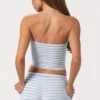 Top bandeau de jersey acanalado con rayas azules