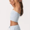 Top bandeau de jersey acanalado con rayas azules