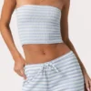 Top bandeau de jersey acanalado con rayas azules