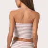 Top bandeau de jersey acanalado con rayas rosas