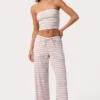 Top bandeau de jersey acanalado con rayas rosas