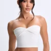 Top bandeau Edie Modal con detalle retorcido en la parte delantera, en blanco