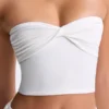 Top bandeau Edie Modal con detalle retorcido en la parte delantera, en blanco