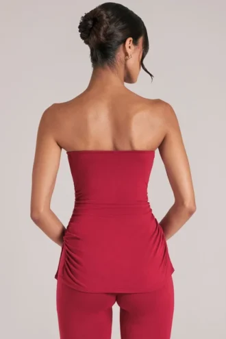 Top bandeau largo Leni en rojo cereza