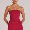 Top bandeau largo Leni en rojo cereza