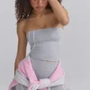 Top bandeau Soft Active con ribetes en contraste en gris jaspeado
