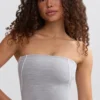 Top bandeau Soft Active con ribetes en contraste en gris jaspeado