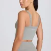 Top camiseta largo sin costuras Super Sculpt en gris jaspeado