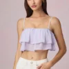 Top camisola corto con volantes Lacie en color lila