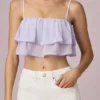 Top camisola corto con volantes Lacie en color lila