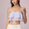 Top camisola corto con volantes Lacie en color lila