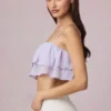 Top camisola corto con volantes Lacie en color lila