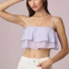 Top camisola corto con volantes Lacie en color lila