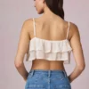 Top camisola corto con volantes Lacie en marfil
