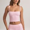 Top camisola de cuello cuadrado en modal Lai, color rosa pastel