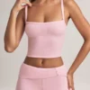 Top camisola de cuello cuadrado en modal Lai, color rosa pastel
