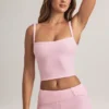 Top camisola de cuello cuadrado en modal Lai, color rosa pastel