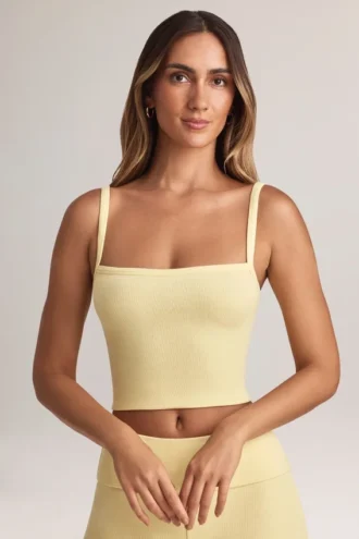 Top camisola de cuello cuadrado Lai Modal en color sorbete de limón