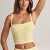 Top camisola de cuello cuadrado Lai Modal en color sorbete de limón