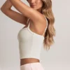 Top camisola de modal con cuello cuadrado de Lai en blanco