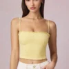 Top camisola Hania de modal con bordado inglés en amarillo limón