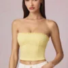 Top camisola Hania de modal con bordado inglés en amarillo limón