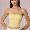 Top camisola Hania de modal con bordado inglés en amarillo limón