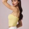 Top camisola Hania de modal con bordado inglés en amarillo limón