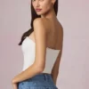 Top camisola Hania de modal con bordado inglés en blanco