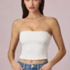 Top camisola Hania de modal con bordado inglés en blanco