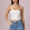 Top camisola Hania de modal con bordado inglés en blanco