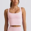 Top camisola largo sin costuras Super Sculpt en rosa empolvado