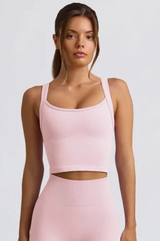 Top camisola largo sin costuras Super Sculpt en rosa empolvado