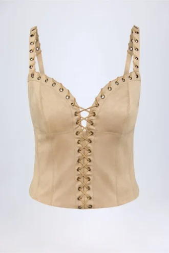 Top con cordones Bela en color tostado