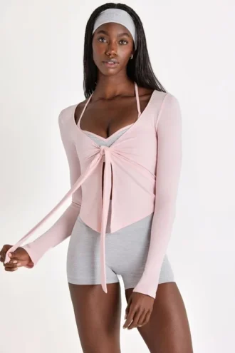 Top con lazo delantero de Modal en color Blush