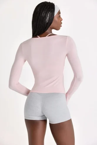 Top con lazo delantero de Modal en color Blush