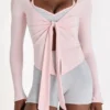 Top con lazo delantero de Modal en color Blush