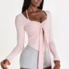 Top con lazo delantero de Modal en color Blush