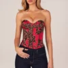 Top corsé bandeau con cordones en estampado de leopardo rosa