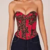 Top corsé bandeau con cordones en estampado de leopardo rosa