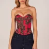 Top corsé bandeau con cordones en estampado de leopardo rosa