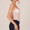 Top corsé bandeau con cordones Zoa en color marfil